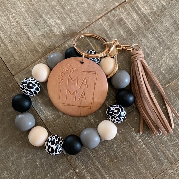 MAMA Woden Bead Tassel Keychain - Picture 2 of 5